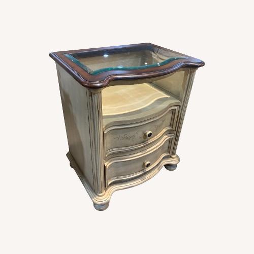 Used Hooker French Country Glass Top 2-Drawer Nightstand for sale on AptDeco