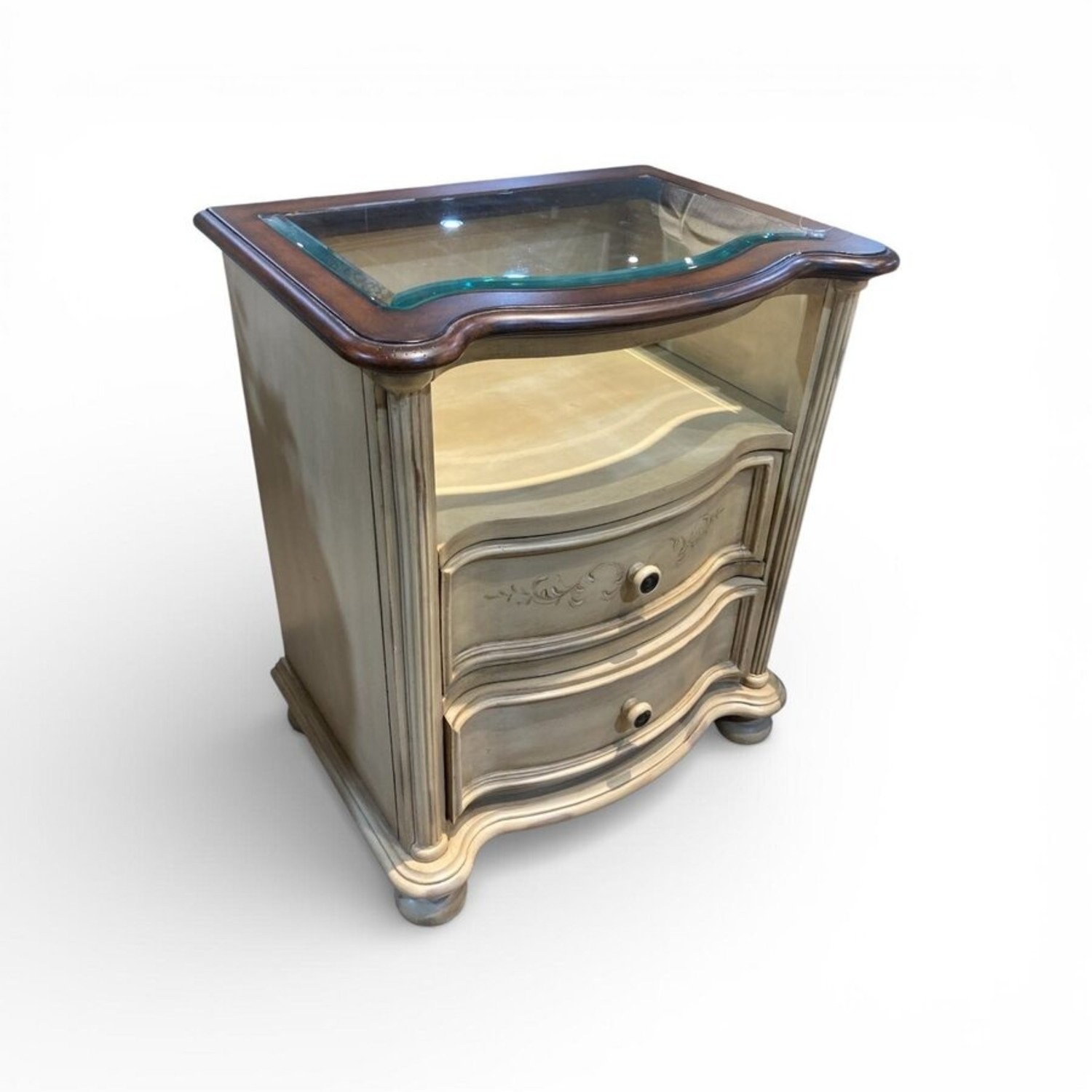 Hooker French Country Glass Top 2-Drawer Nightstand - image-0