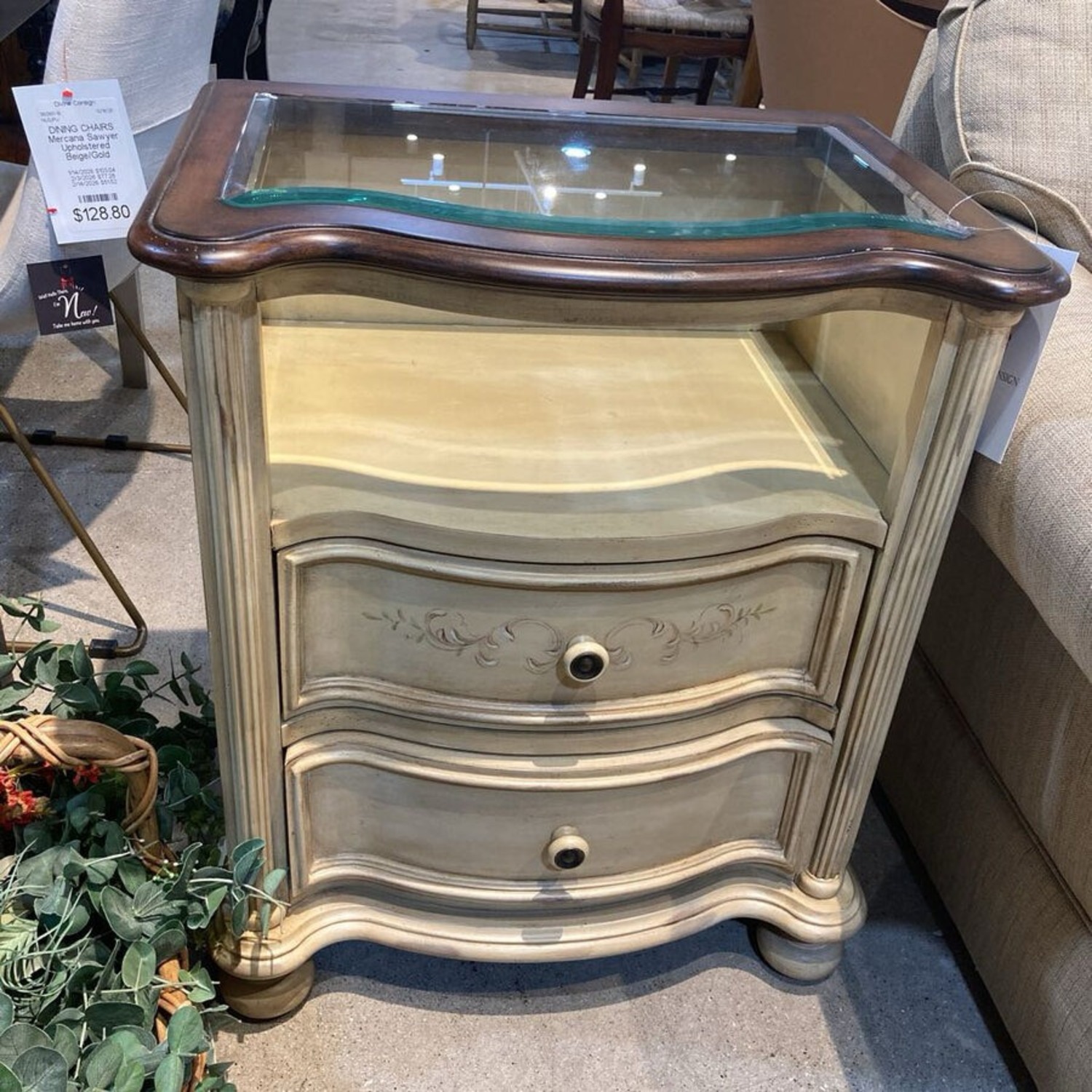 Hooker French Country Glass Top 2-Drawer Nightstand - image-2