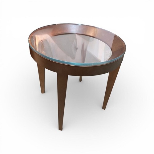 Used Modern Cirque Glass Top Side Table for sale on AptDeco