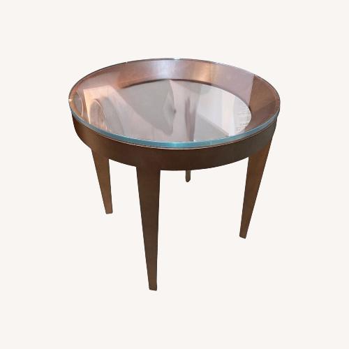 Used Modern Cirque Glass Top Side Table for sale on AptDeco