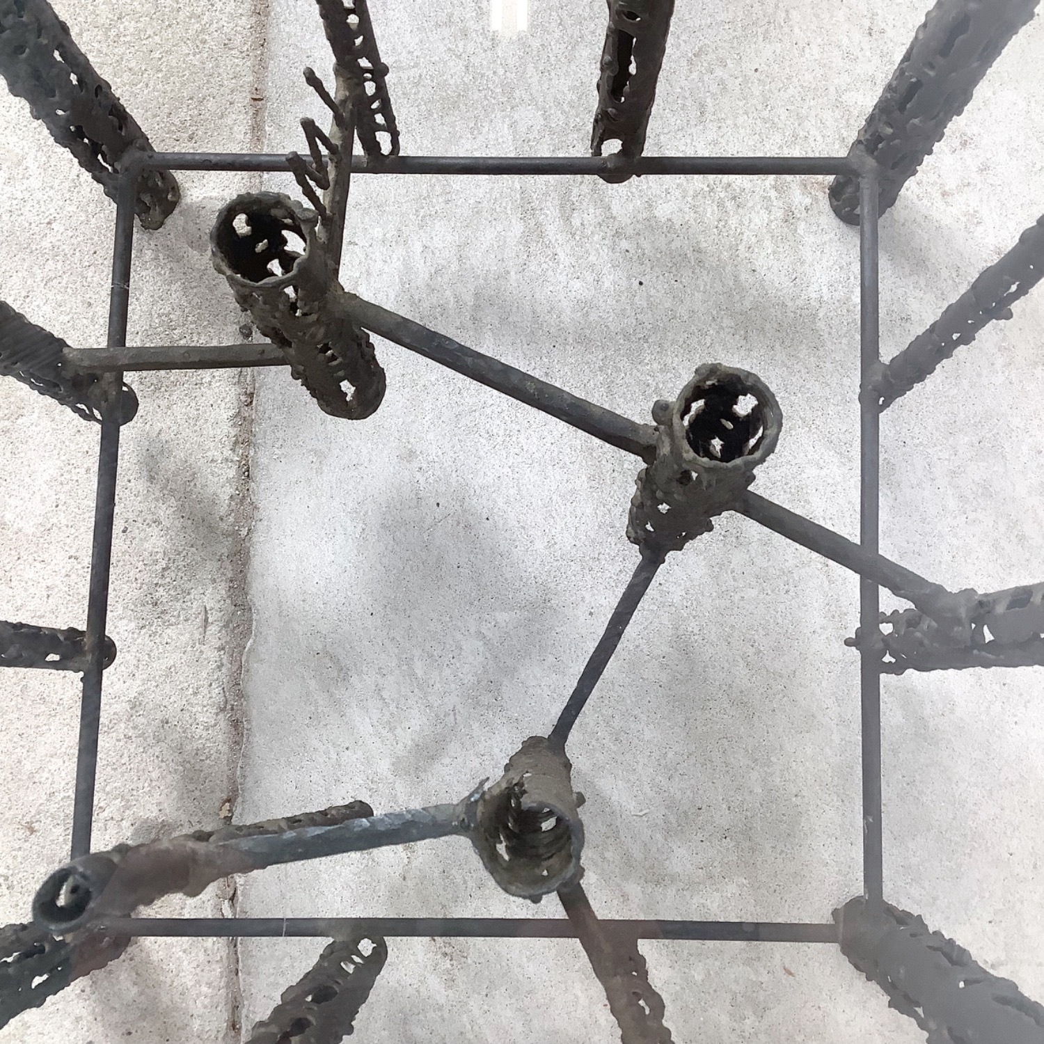 Sculptural Brutalist Glass and Steel Table, Signed - image-17