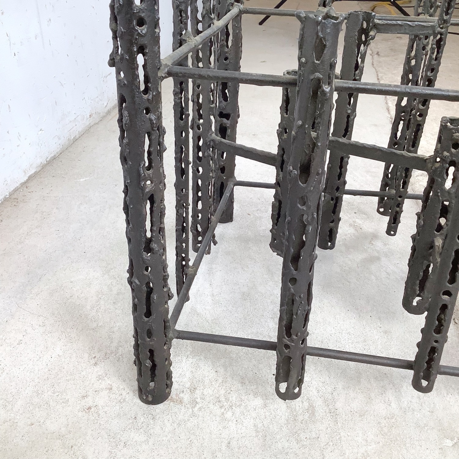 Sculptural Brutalist Glass and Steel Table, Signed - image-14