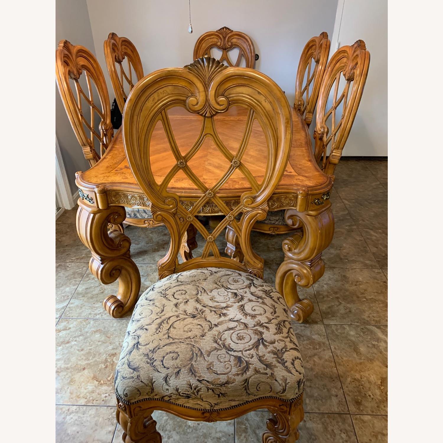 Elegant Carved Formal Dining Table Set – 6 Chairs - image-1