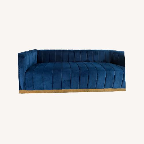 Used One Step Ahead Blue Velvet Loveseat for sale on AptDeco