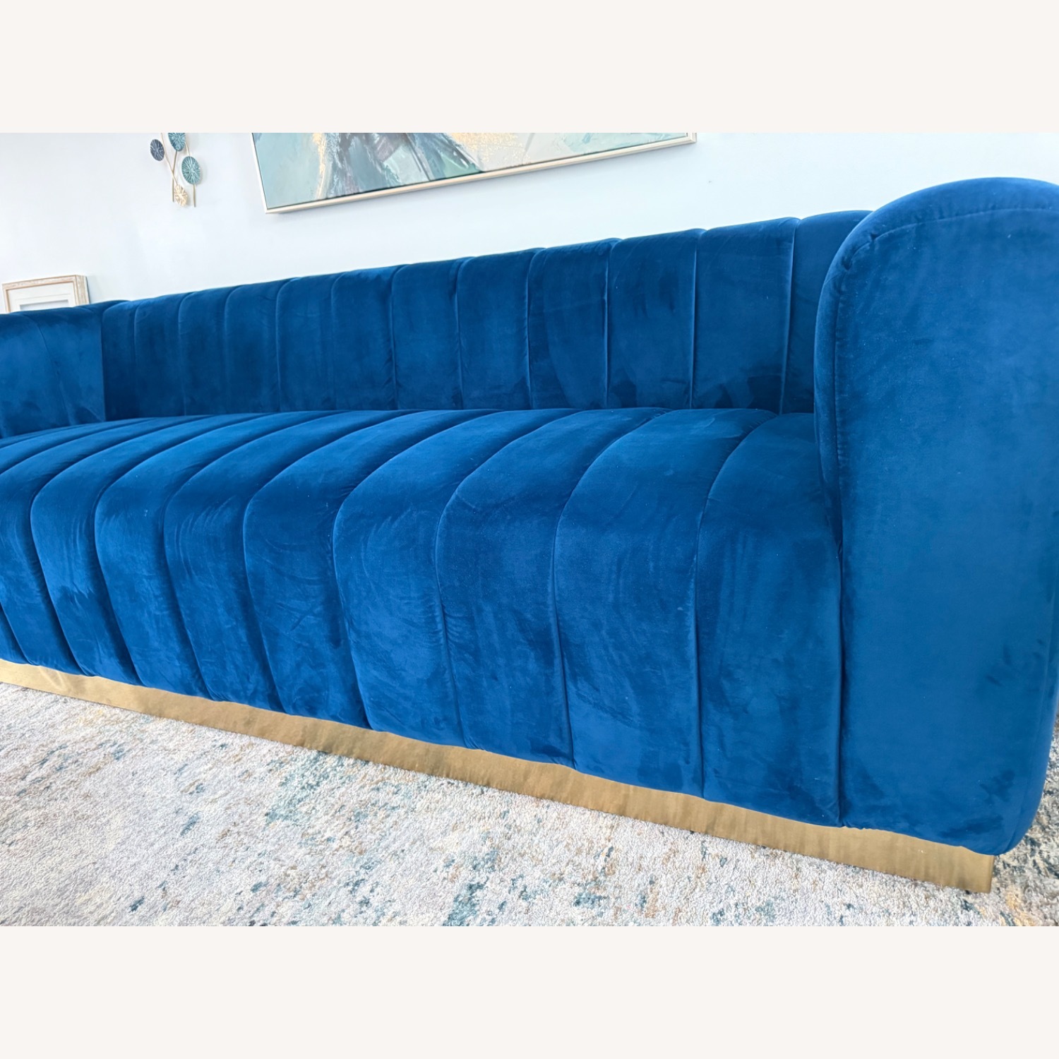 One Step Ahead Blue Velvet Loveseat - image-6