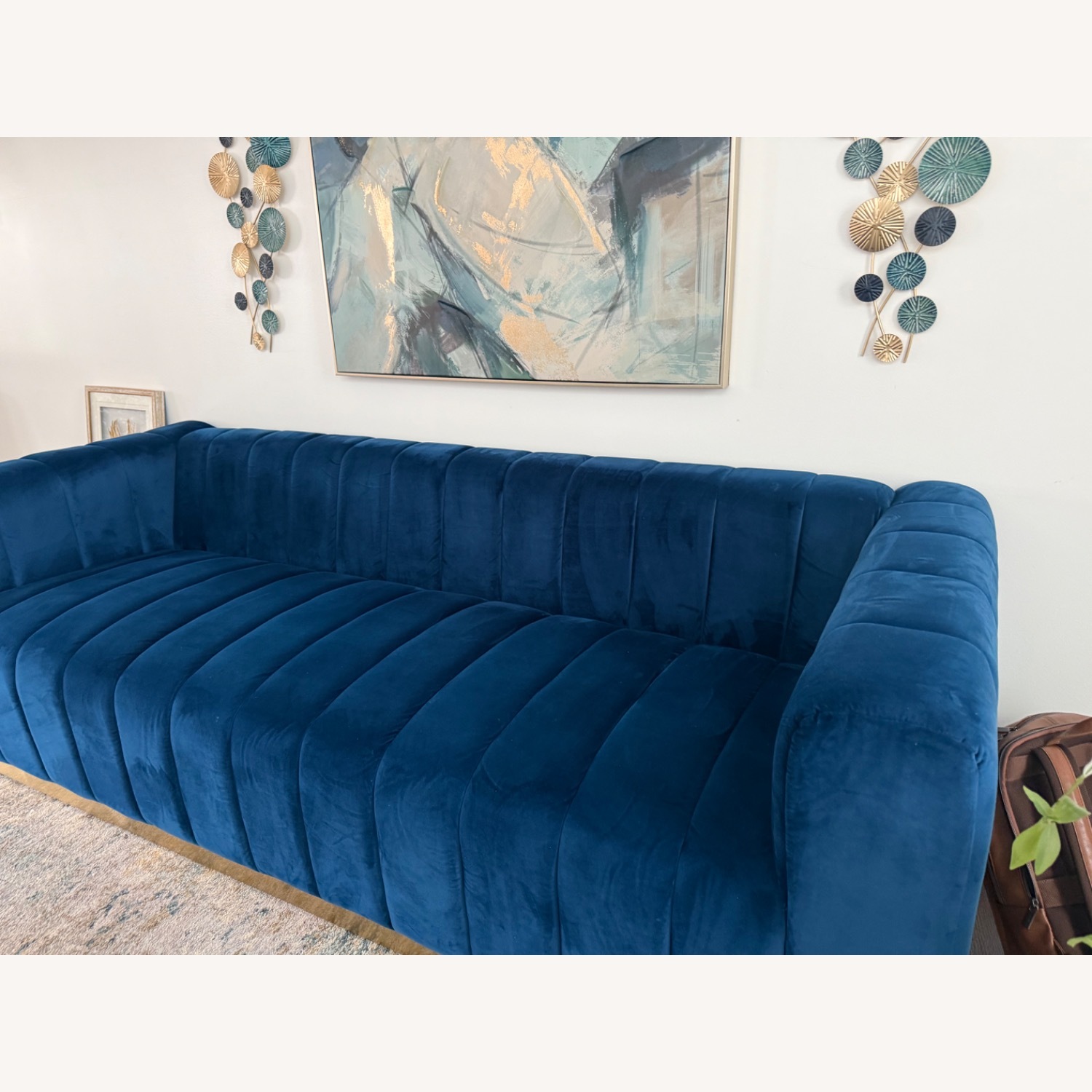 One Step Ahead Blue Velvet Loveseat - image-5