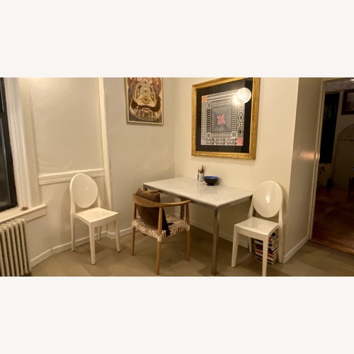 Used Room & Board Parson's White Marble Dining Table for sale on AptDeco