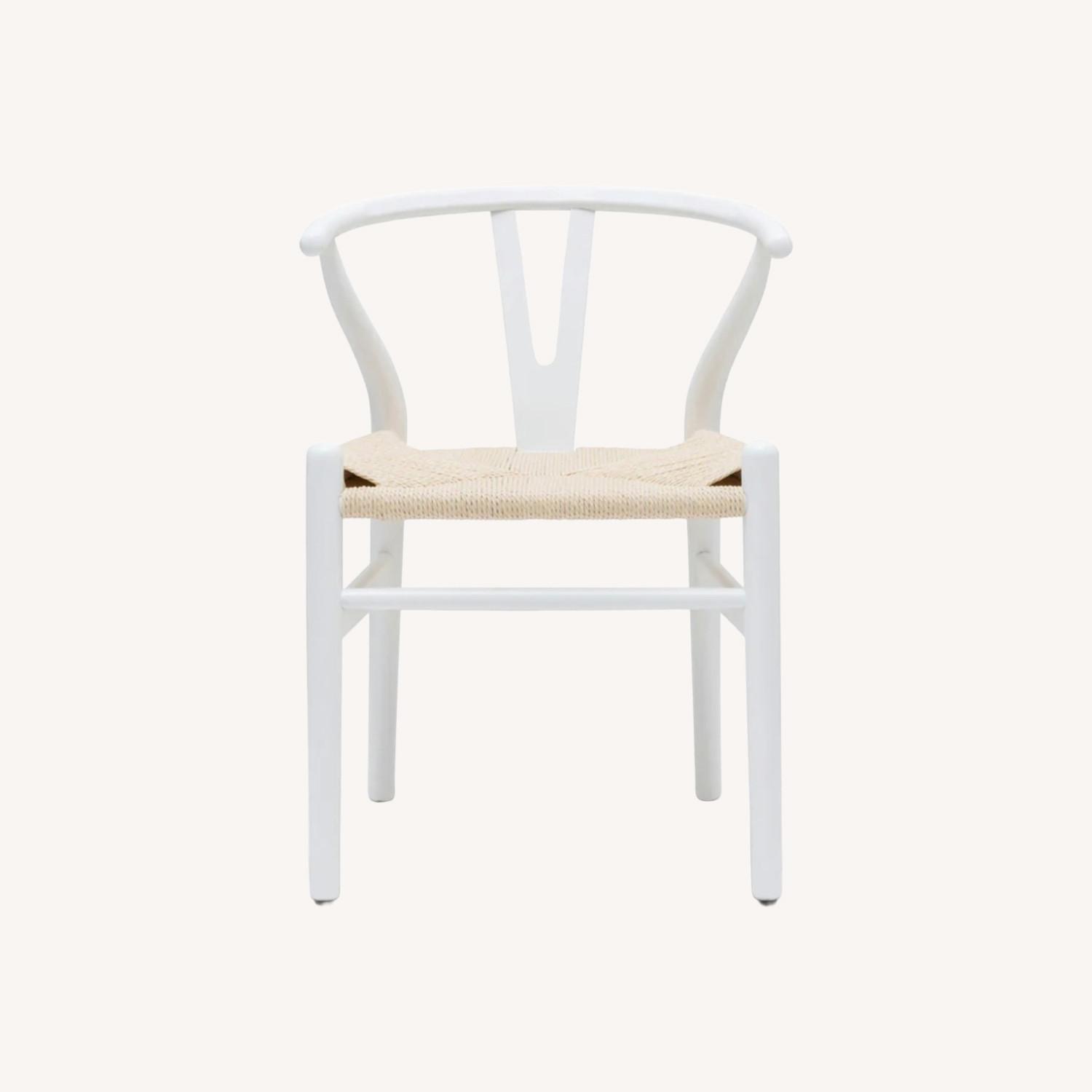 6 Poly and Bark White Wood Dining Chairs - image-0