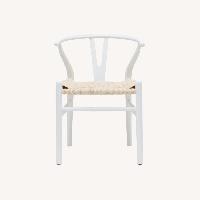 6 Poly and Bark White Wood Dining Chairs