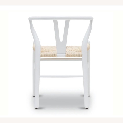 Used 6 Poly and Bark White Wood Dining Chairs for sale on AptDeco