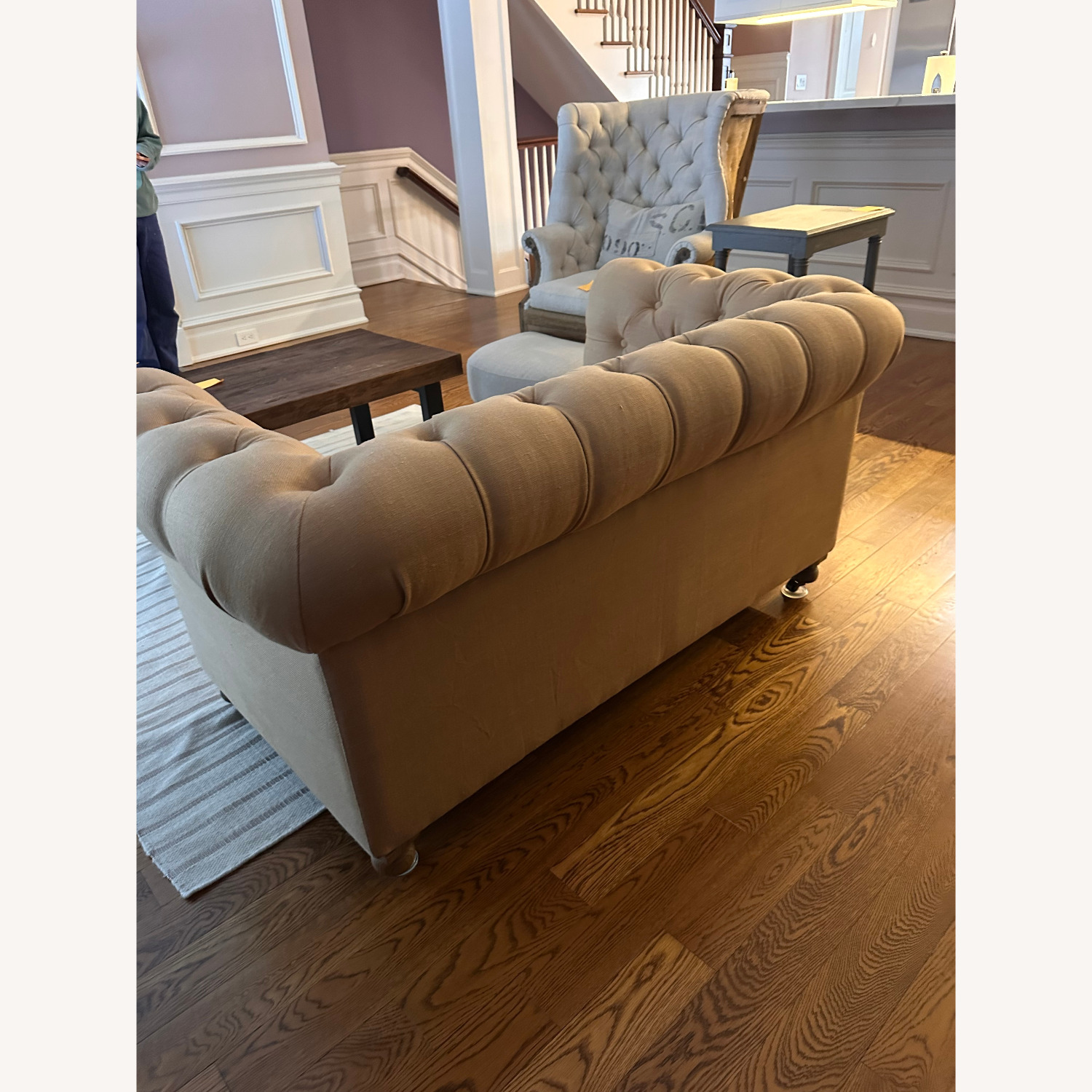 Restoration Hardware 19th C. Chesterfield Natural 2+ Seater Sofa - image-4