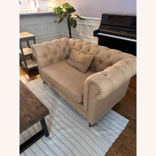 Used Restoration Hardware 19th C. Chesterfield Natural 2+ Seater Sofa for sale on AptDeco