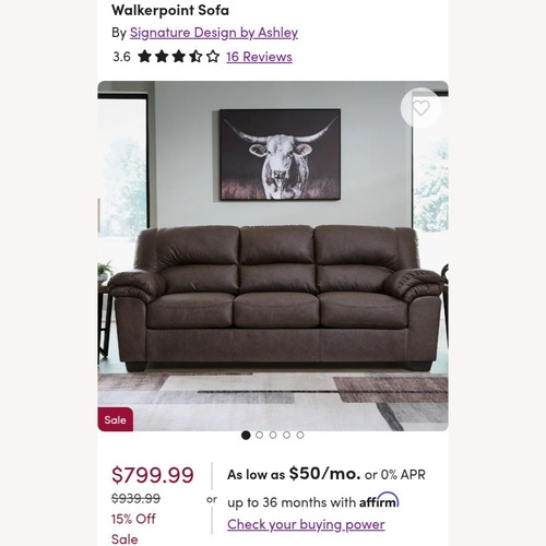 Used Ashley Furniture WalkerPoint Dark Brown 3+ Seater Sofa for sale on AptDeco