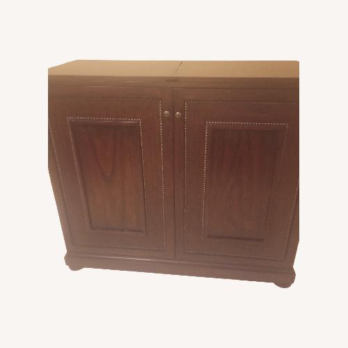 Used Havertys Dark Brown Wood Expandable Bar Cabinet for sale on AptDeco
