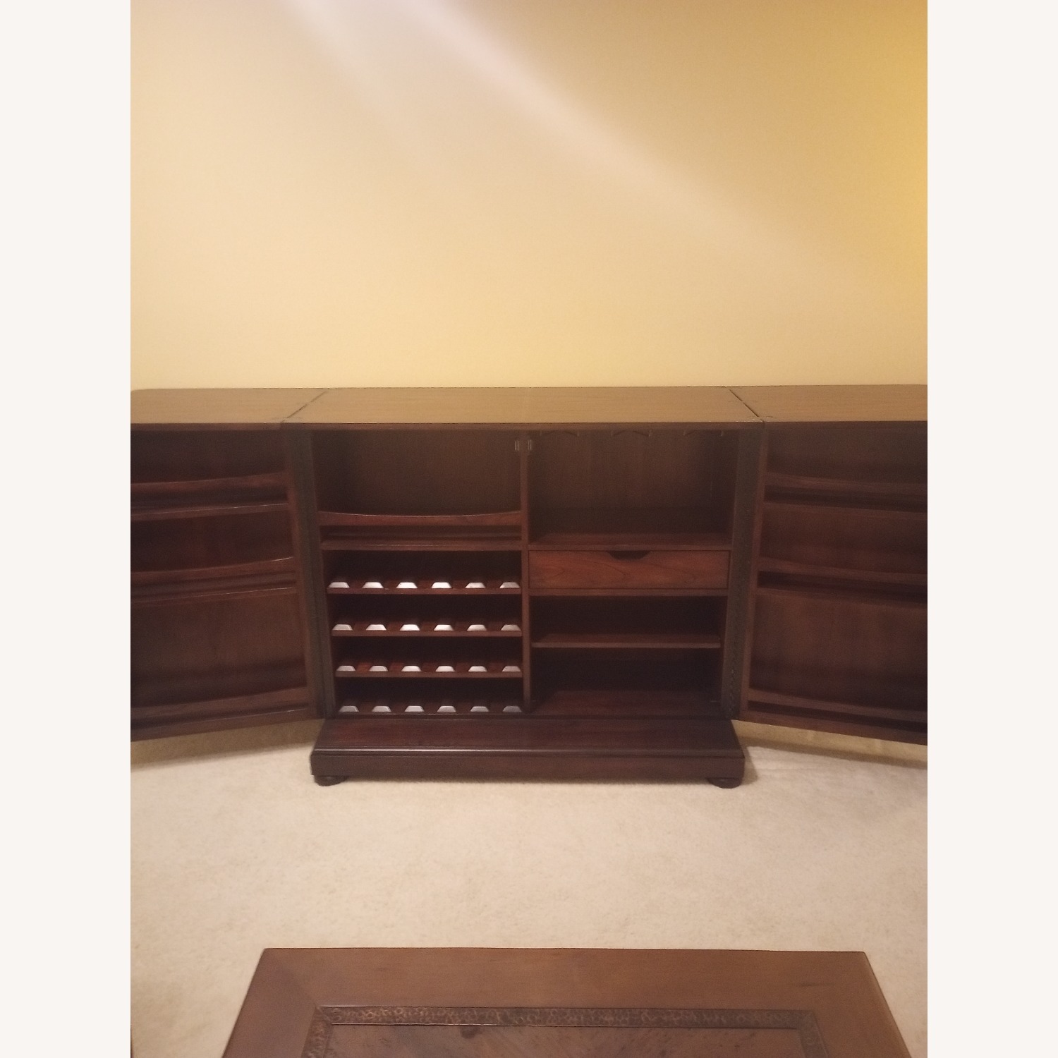 Havertys Dark Brown Wood Expandable Bar Cabinet - image-10
