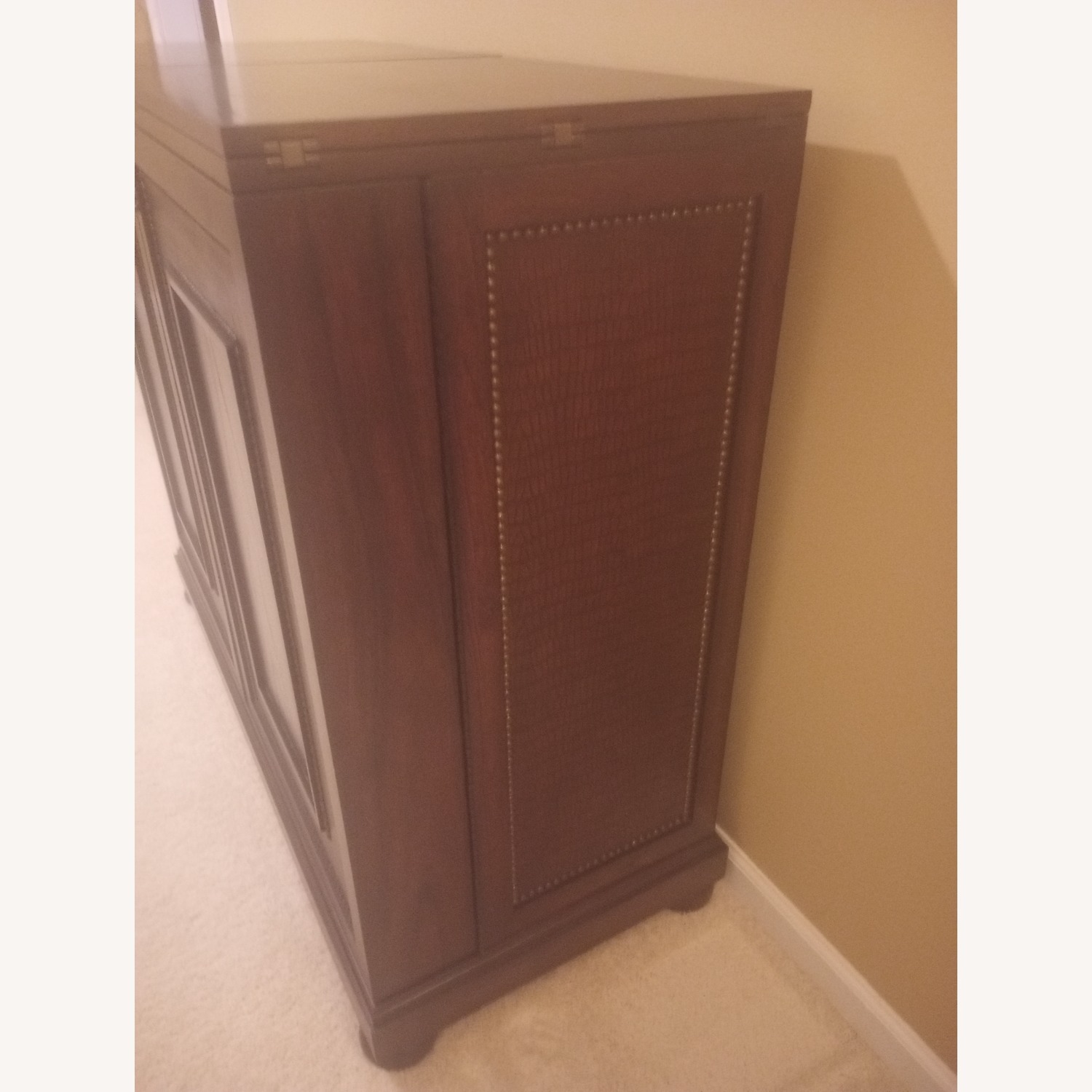 Havertys Dark Brown Wood Expandable Bar Cabinet - image-2