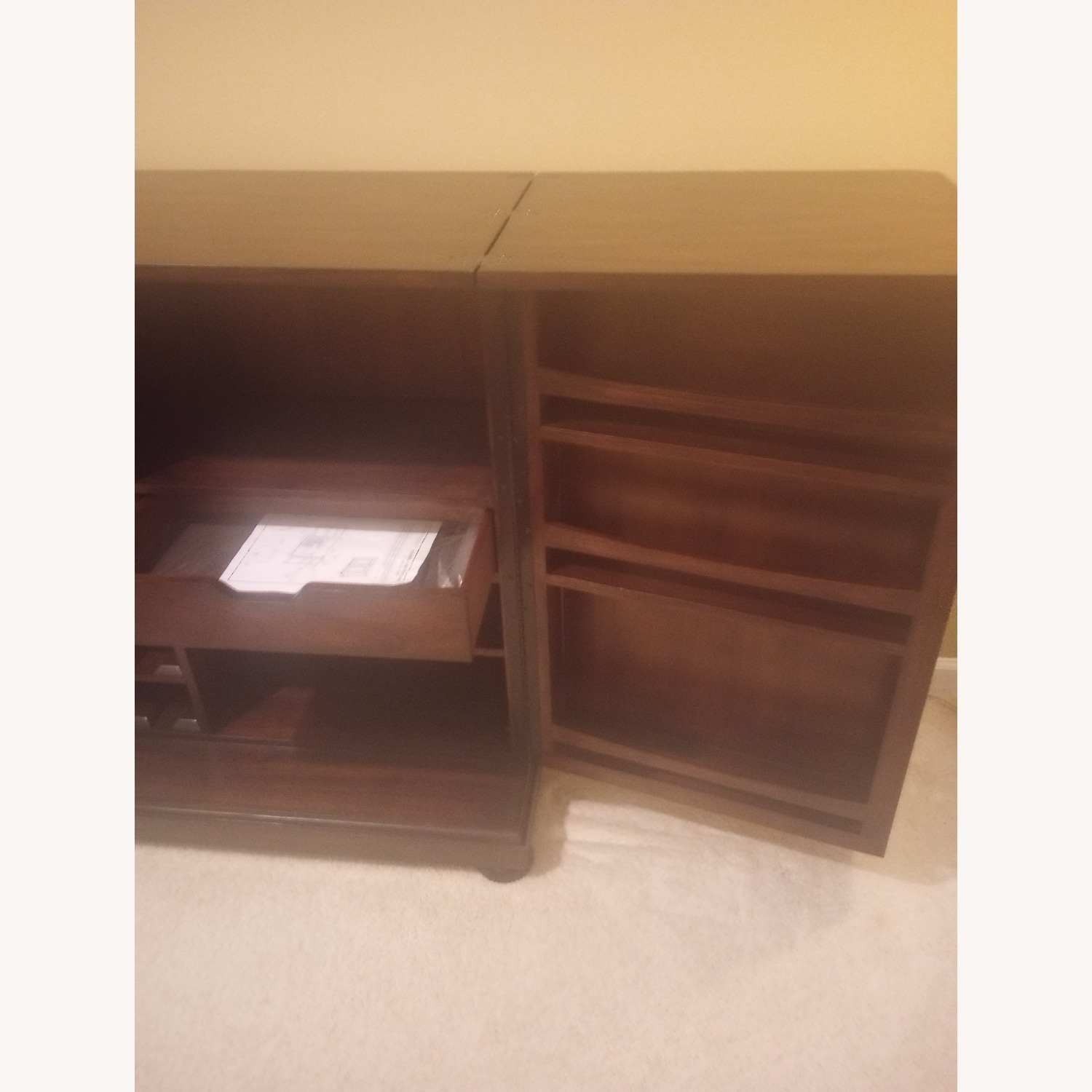 Havertys Dark Brown Wood Expandable Bar Cabinet - image-4