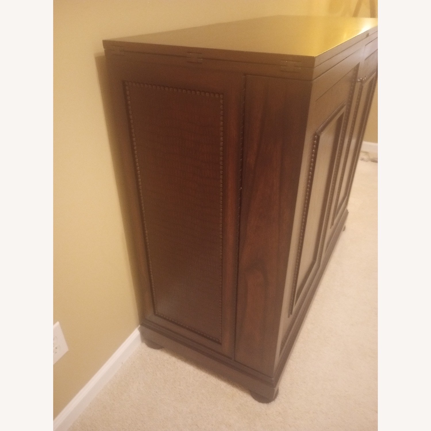 Havertys Dark Brown Wood Expandable Bar Cabinet - image-1