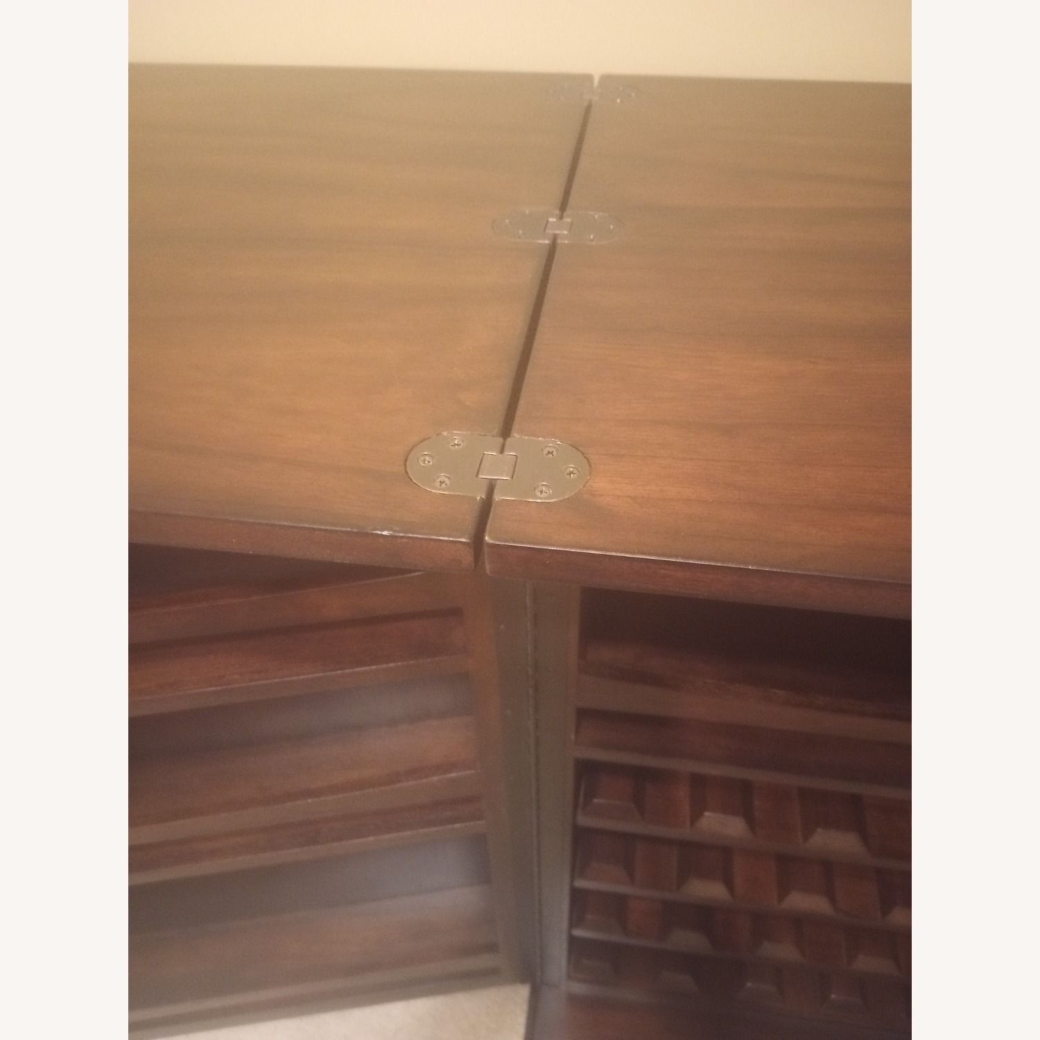 Havertys Dark Brown Wood Expandable Bar Cabinet - image-8