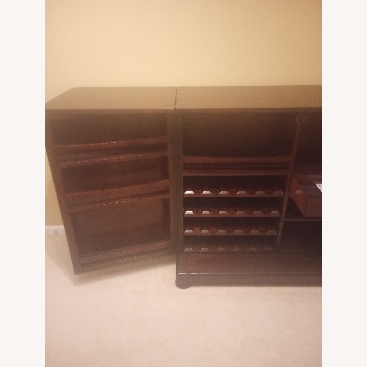 Havertys Dark Brown Wood Expandable Bar Cabinet - image-3