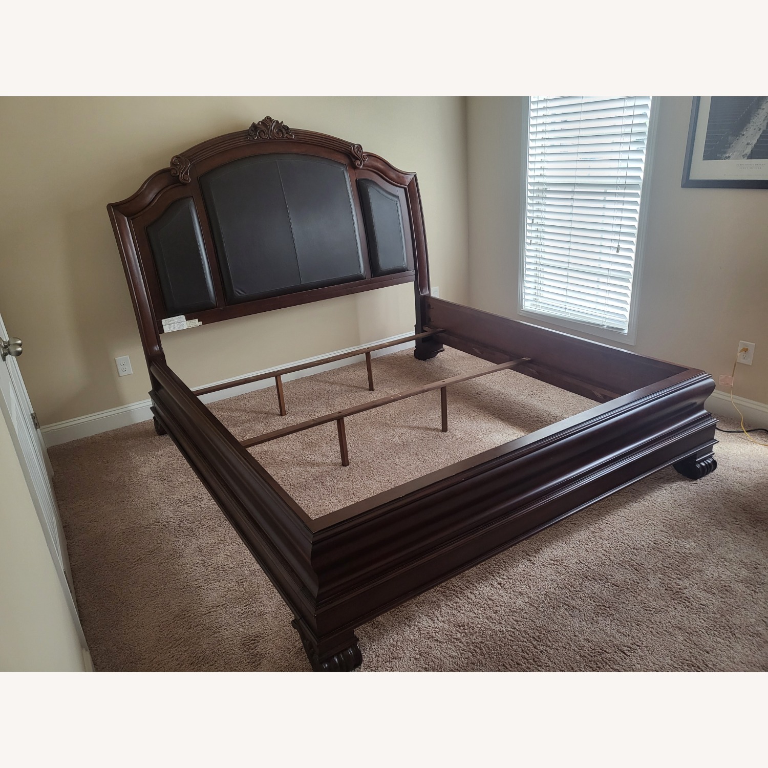 Dark Brown Wood King Bed - image-3