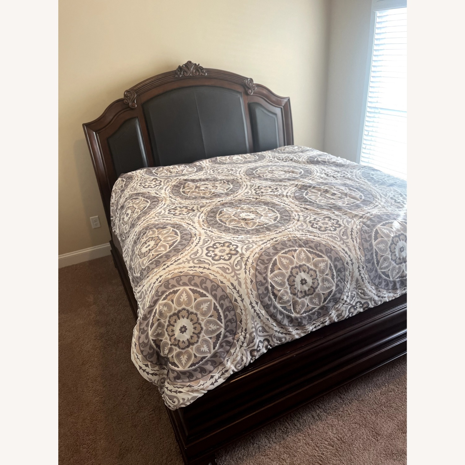 Dark Brown Wood King Bed - image-2