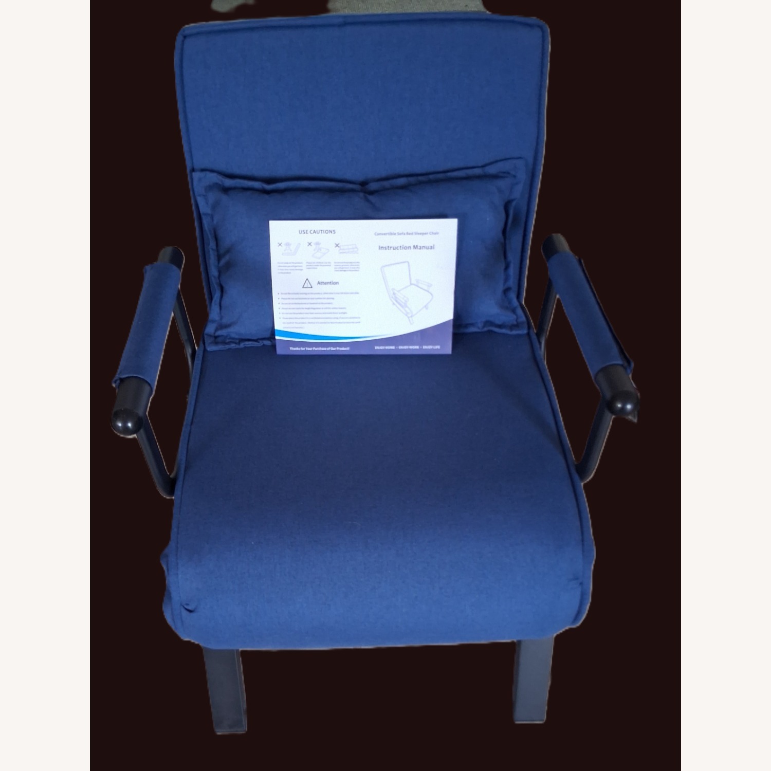 Amazon Blue Fabric Convertible Sleeper Chair - image-2