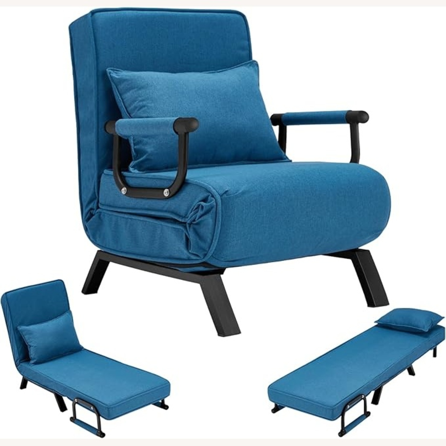 Amazon Blue Fabric Convertible Sleeper Chair - image-0