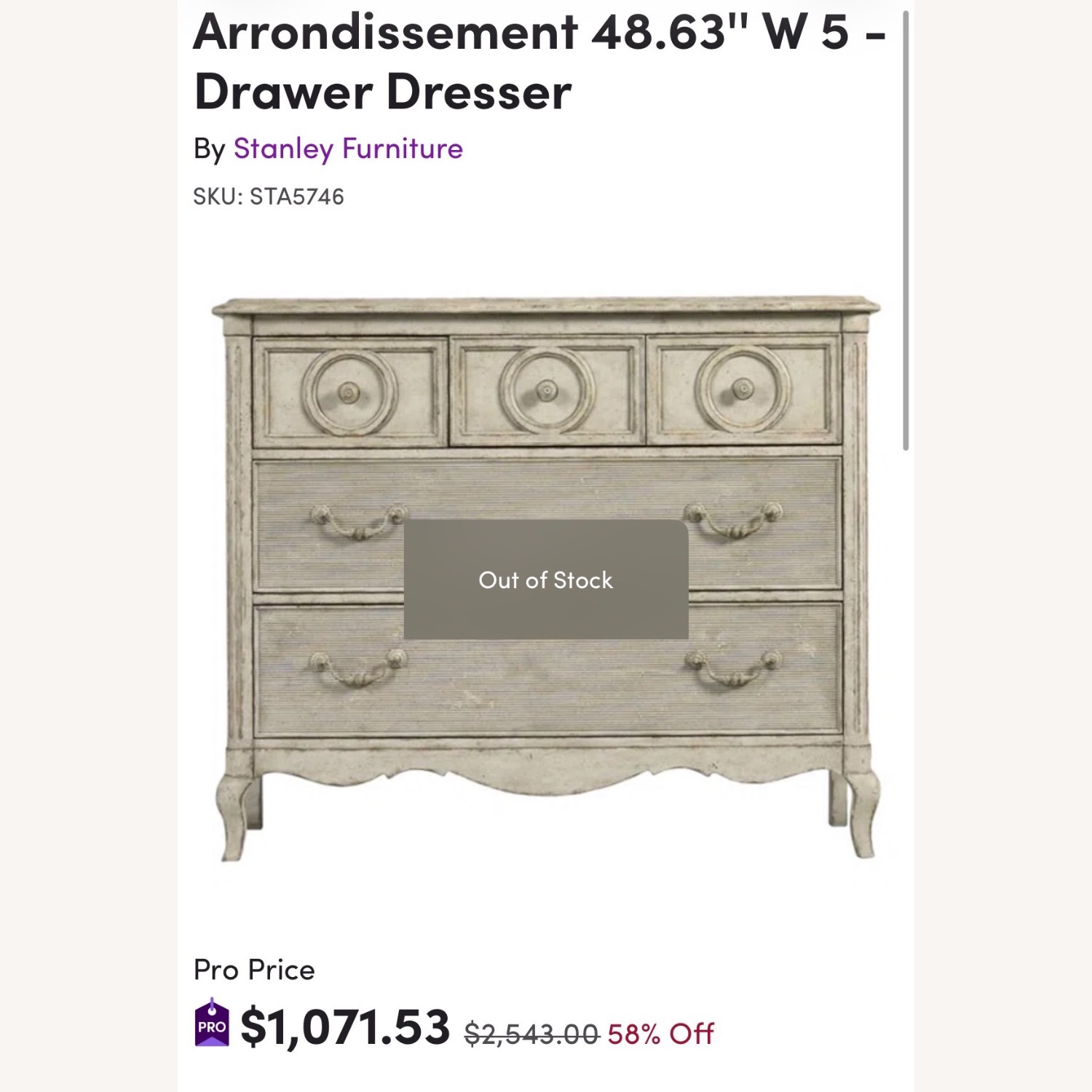 Stanley Furniture Light Gray Dresser - image-2
