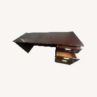 Large 71" Sturdy Brown Desk with Storage Drawers