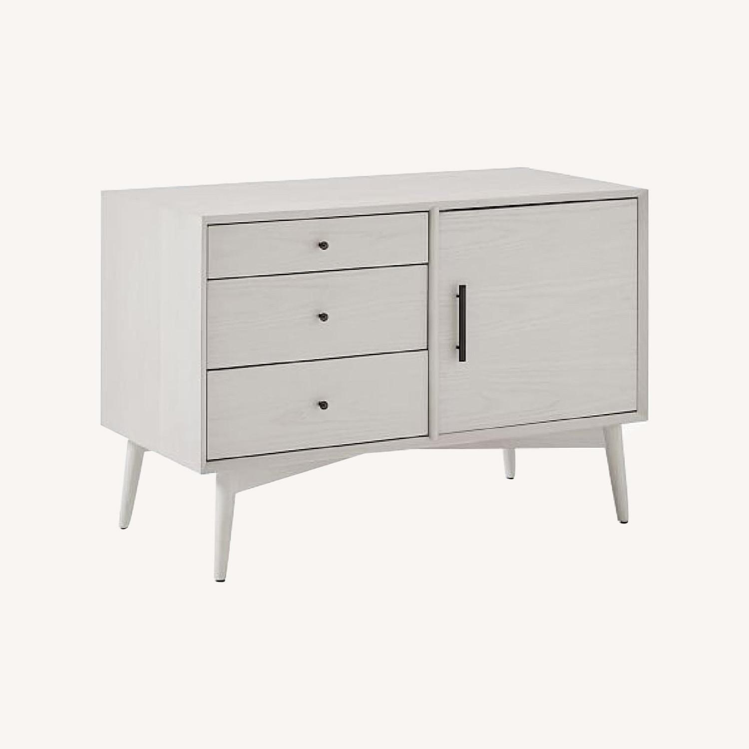West Elm Mid-Century White Media Storage - image-0