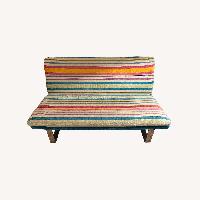 Striped Velvet and Linen Loveseat