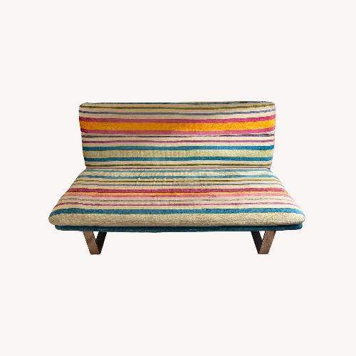 Used Striped Velvet and Linen Loveseat for sale on AptDeco
