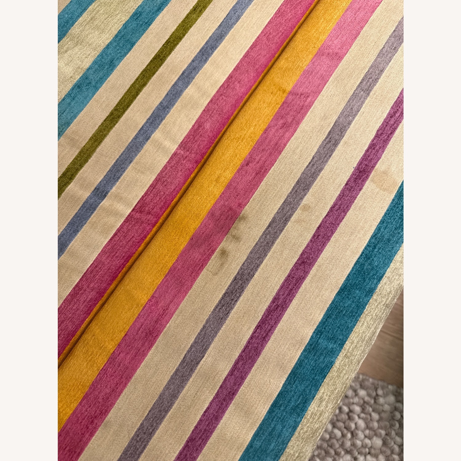 Striped Velvet and Linen Loveseat - image-3