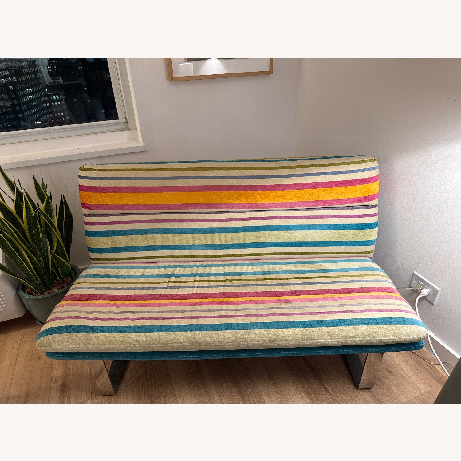 Striped Velvet and Linen Loveseat - image-1