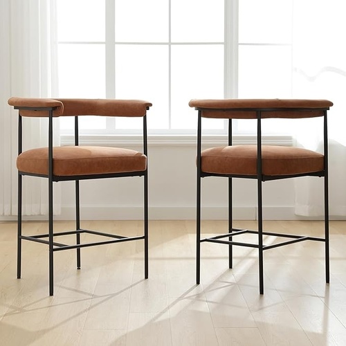 Used Amazon Light Brown Leather Stools for sale on AptDeco