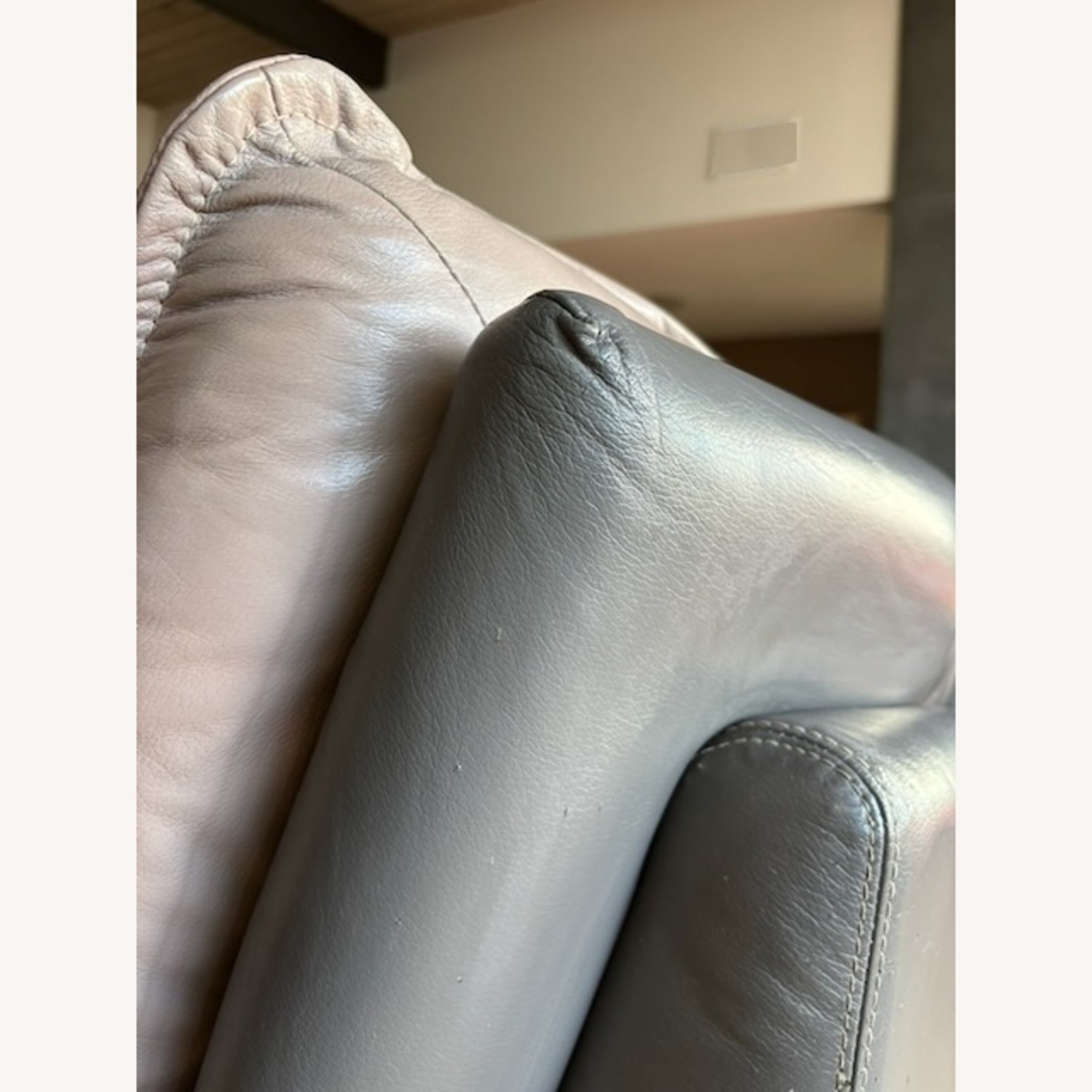 Light Gray Leather Matching Couch and Chair - image-4