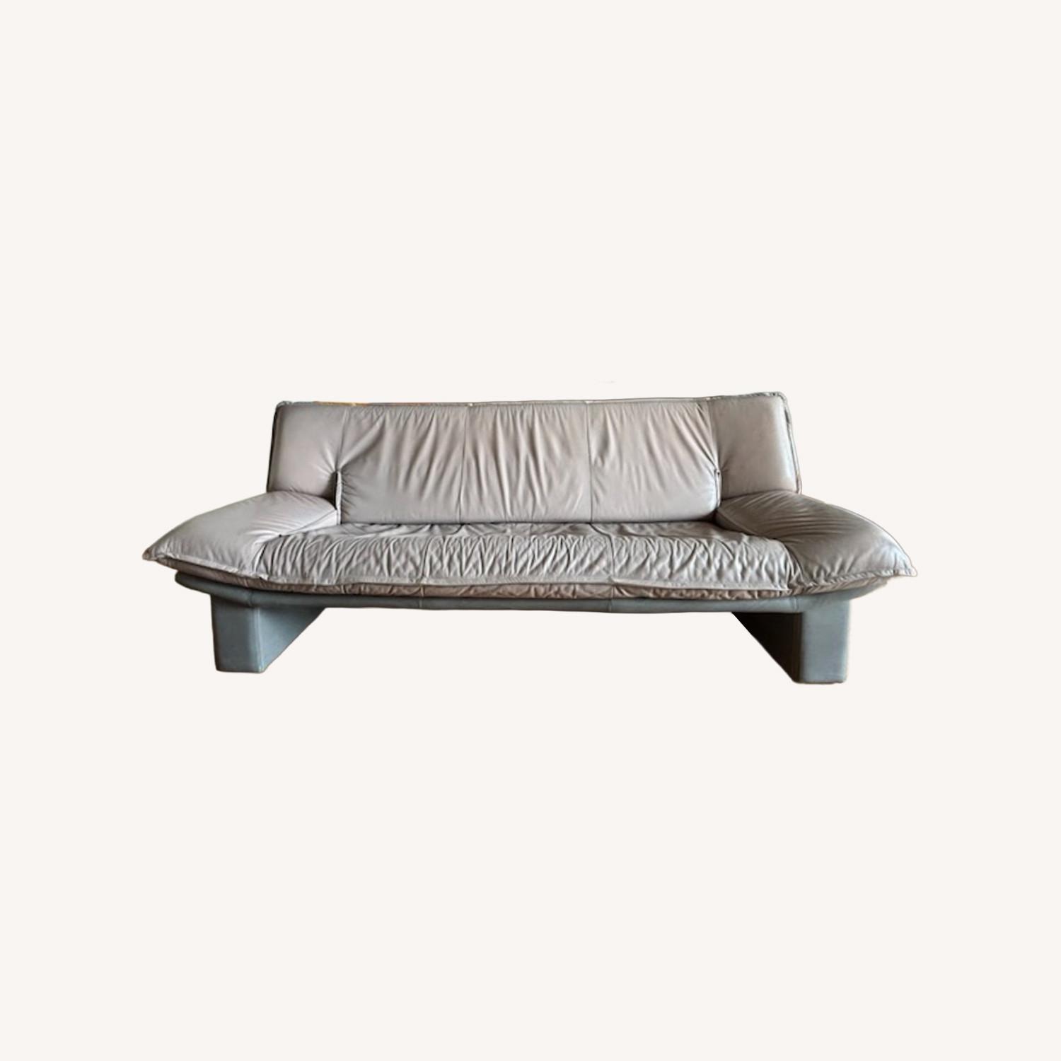 Light Gray Leather 3+ Piece Sectional - image-0