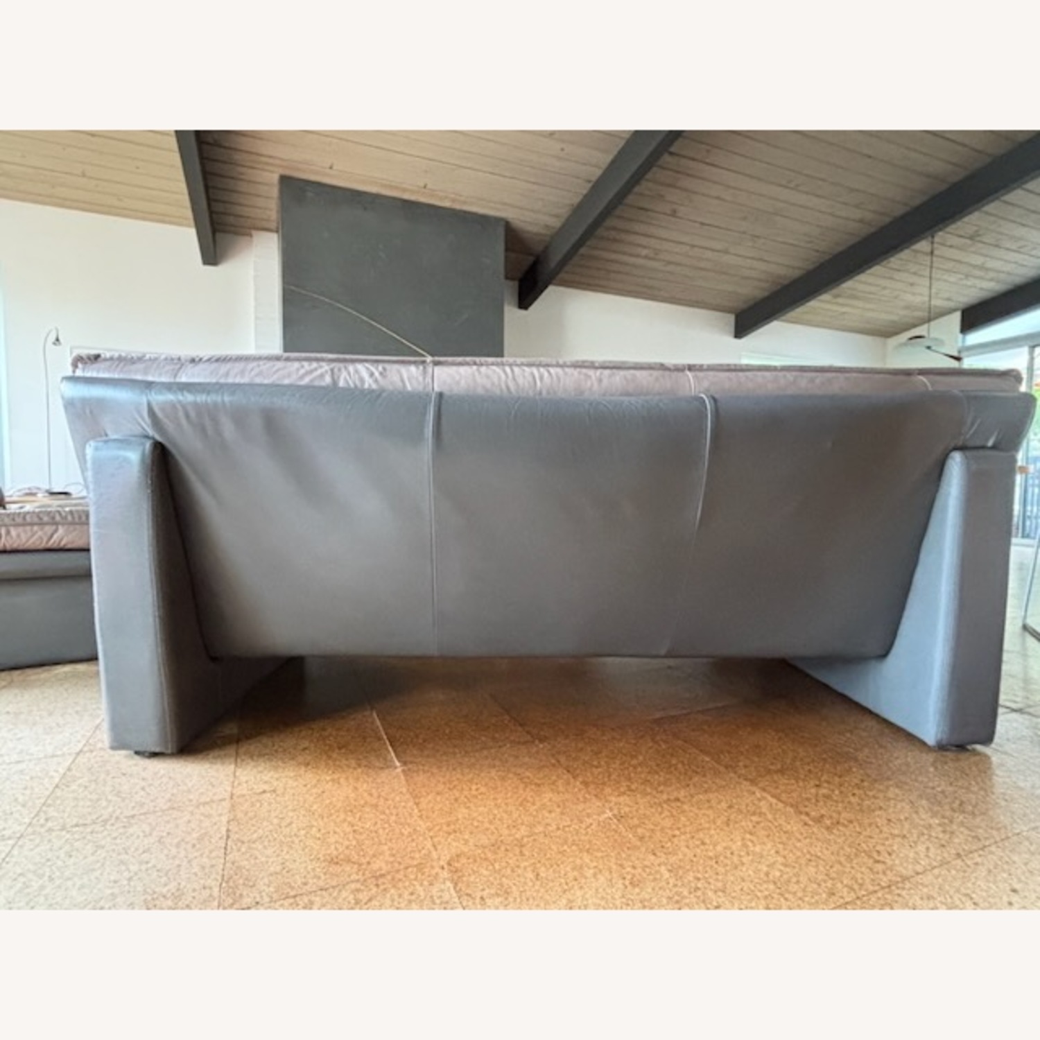 Light Gray Leather Matching Couch and Chair - image-5