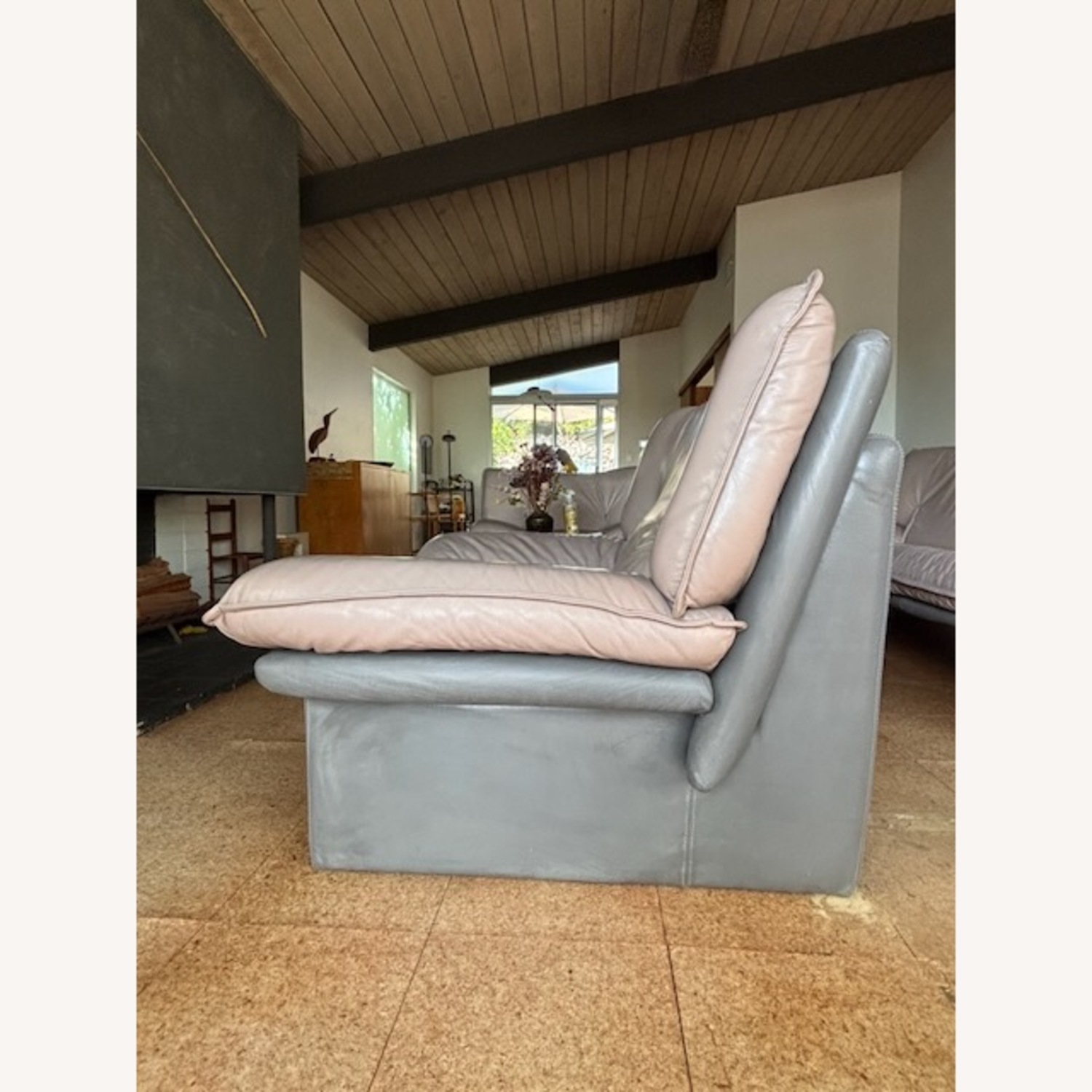 Light Gray Leather Matching Couch and Chair - image-6