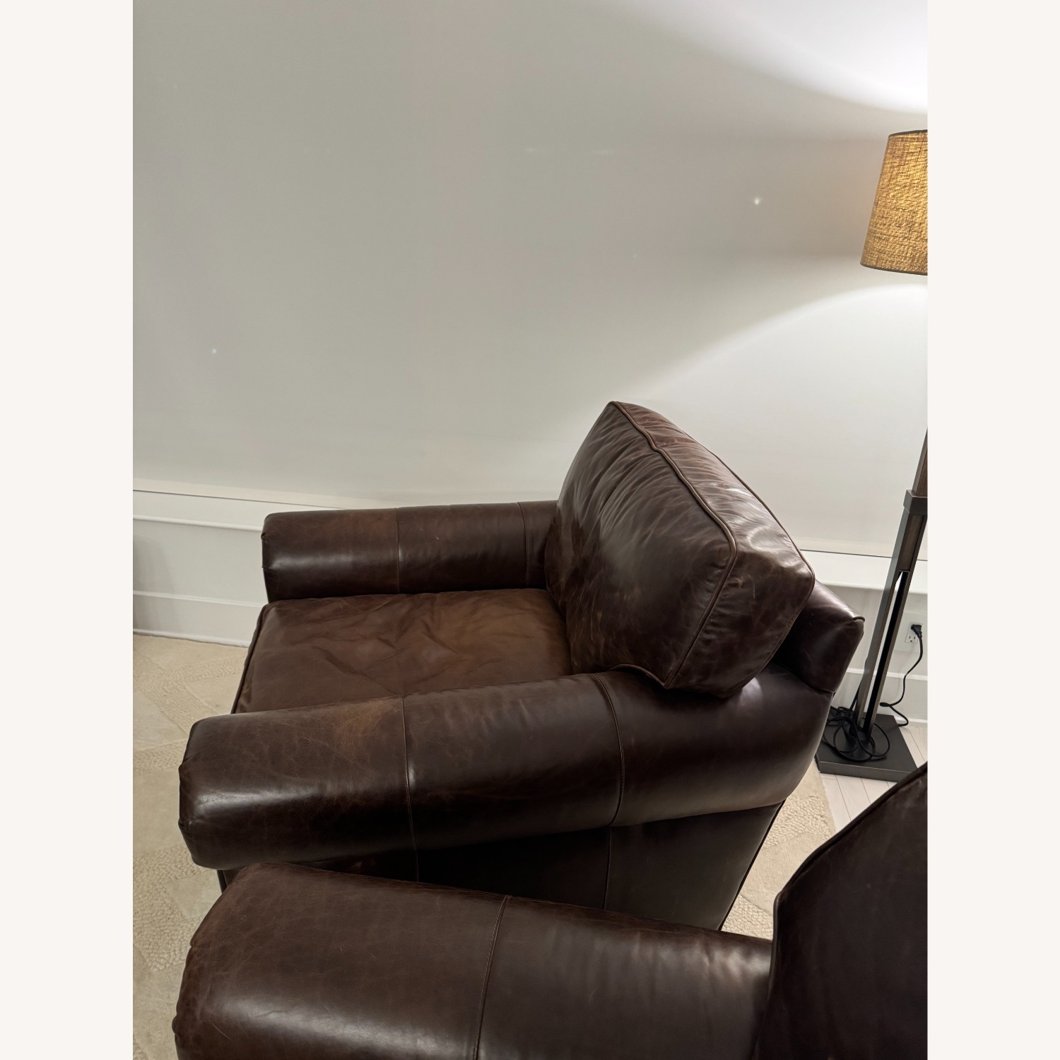 Restoration Hardware Dark Brown Leather Armchair - image-2