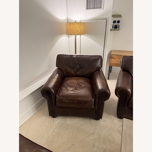 Used Restoration Hardware Dark Brown Leather Armchair for sale on AptDeco