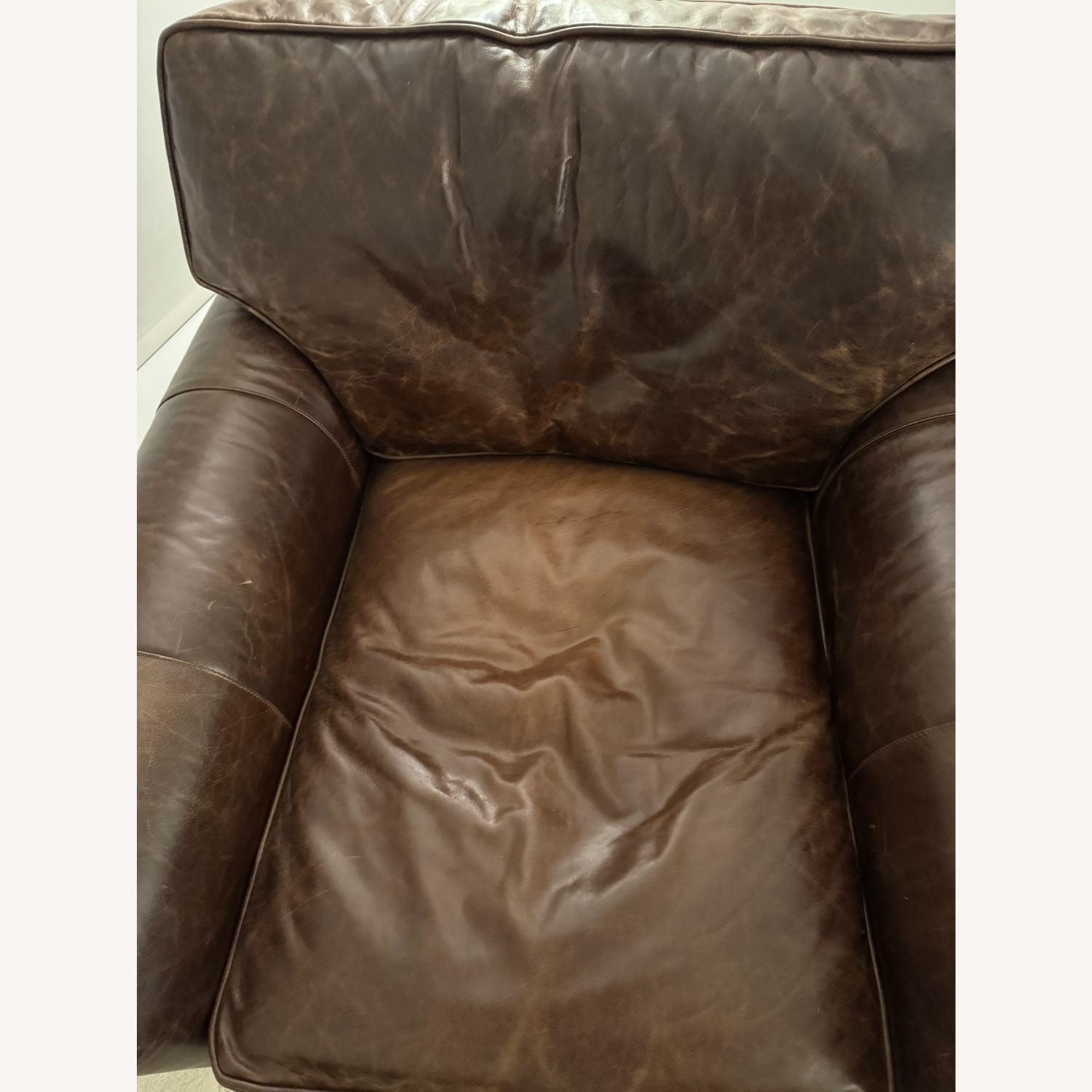 Restoration Hardware Dark Brown Leather Armchair - image-3