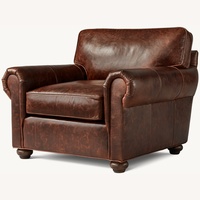 Restoration Hardware Dark Brown Leather Armchair