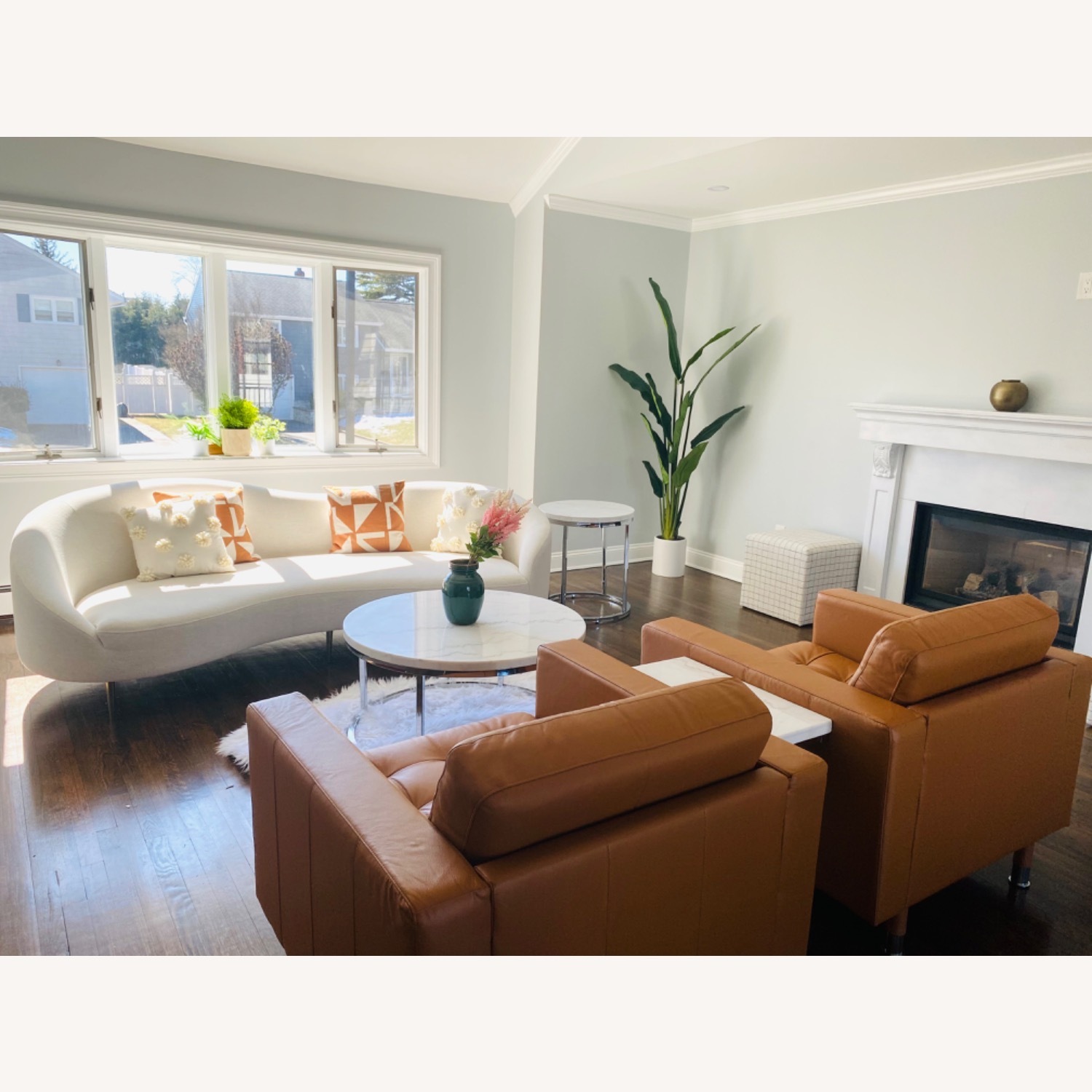 CB2 Curvy Ivory White Sofa - image-1