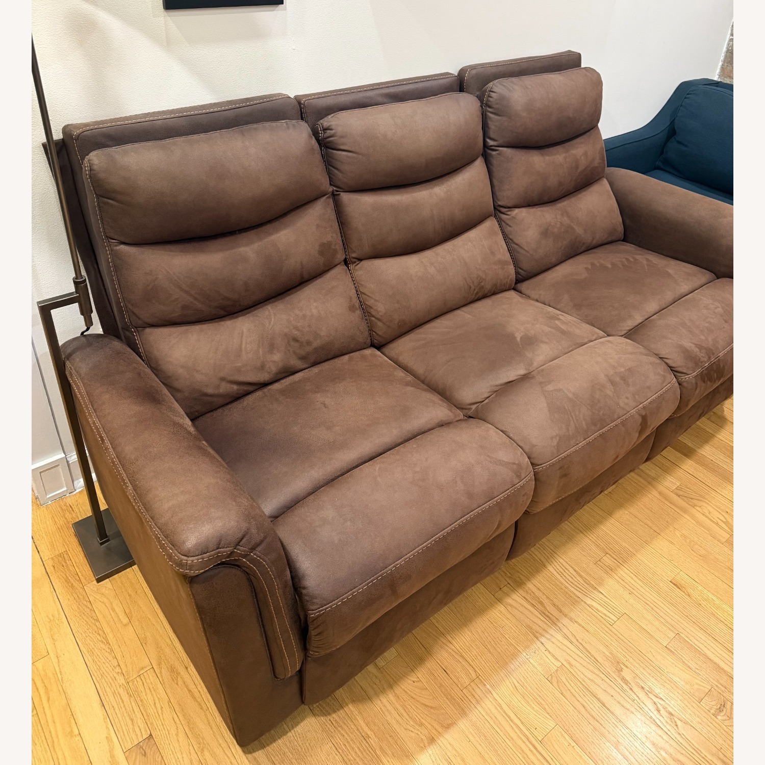 Bob's Discount Furniture Forte Microsuede Power Reclining 3 Seater Sofa - image-1