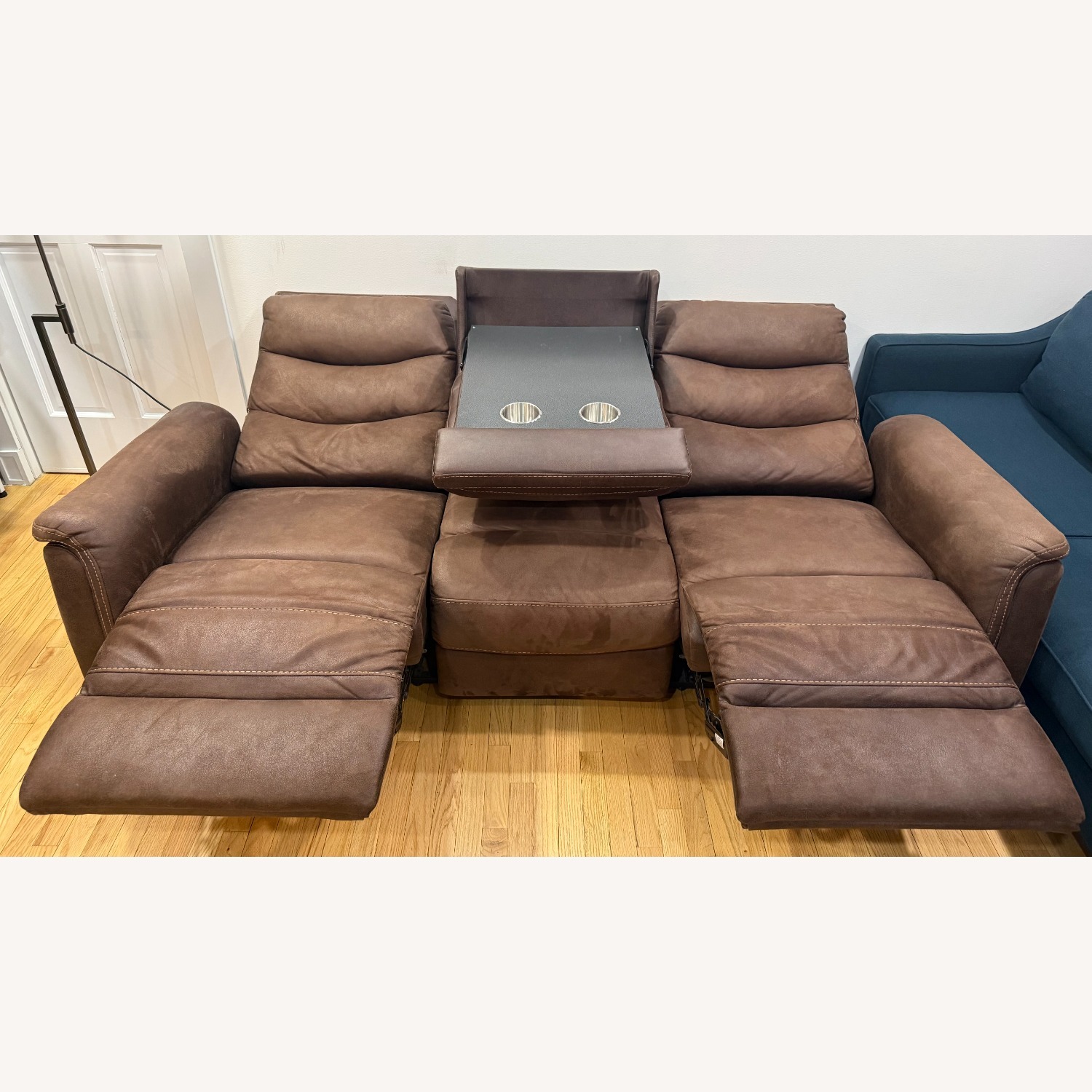 Bob's Discount Furniture Forte Microsuede Power Reclining 3 Seater Sofa - image-5