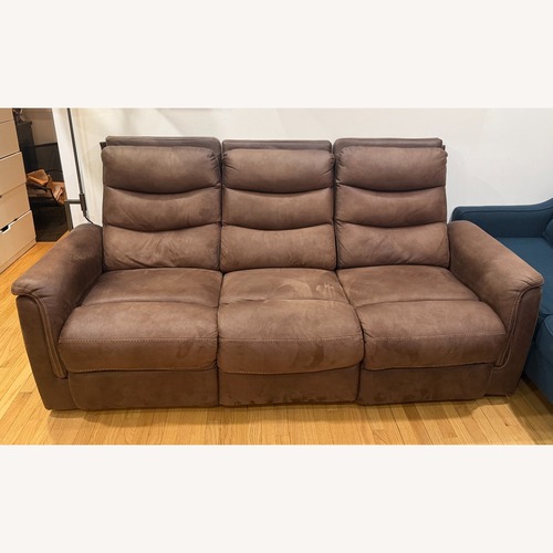 Used Bob's Discount Furniture Forte Microsuede Power Reclining 3 Seater Sofa for sale on AptDeco