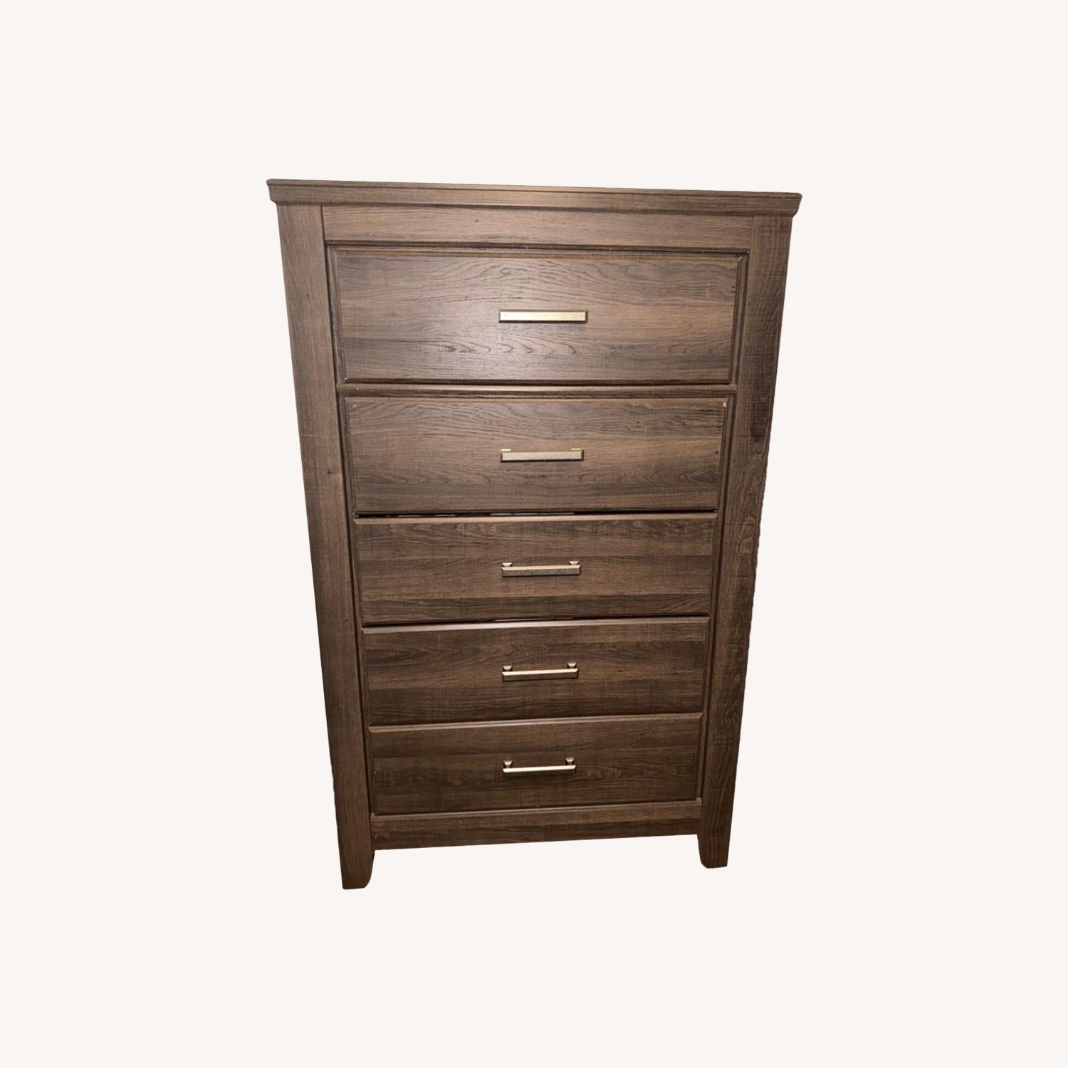 Art Van Dark Brown Wood Veneer Dresser - image-0